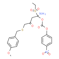 ChemSpider 2D Image | 1-Amino-1-(ethylsulfonyl)-4-[(4-methoxybenzyl)sulfanyl]-3-oxobutyl 4-nitrophenyl carbonate | C21H24N2O9S2