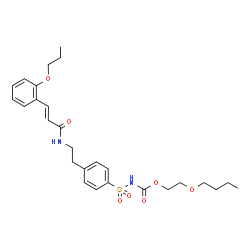 ChemSpider 2D Image | 2-Butoxyethyl {[4-(2-{[(2E)-3-(2-propoxyphenyl)-2-propenoyl]amino}ethyl)phenyl]sulfonyl}carbamate | C27H36N2O7S