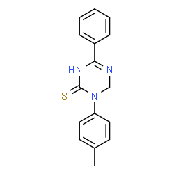 ChemSpider 2D Image | 3-(4-methylphenyl)-6-phenyl-1,4-dihydro-1,3,5-triazine-2-thione | C16H15N3S