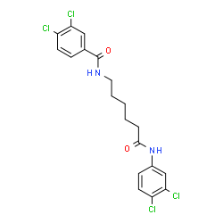 ChemSpider 2D Image | 3,4-Dichloro-N-{6-[(3,4-dichlorophenyl)amino]-6-oxohexyl}benzamide | C19H18Cl4N2O2
