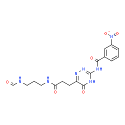 ChemSpider 2D Image | N-(6-{3-[(3-Formamidopropyl)amino]-3-oxopropyl}-5-oxo-4,5-dihydro-1,2,4-triazin-3-yl)-3-nitrobenzamide | C17H19N7O6