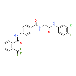 ChemSpider 2D Image | N-[4-({2-[(3-Chloro-4-fluorophenyl)amino]-2-oxoethyl}carbamoyl)phenyl]-2-(trifluoromethyl)benzamide | C23H16ClF4N3O3