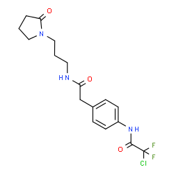ChemSpider 2D Image | 2-Chloro-2,2-difluoro-N-[4-(2-oxo-2-{[3-(2-oxo-1-pyrrolidinyl)propyl]amino}ethyl)phenyl]acetamide | C17H20ClF2N3O3