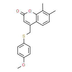 ChemSpider 2D Image | 4-{[(4-Methoxyphenyl)sulfanyl]methyl}-7,8-dimethyl-2H-chromen-2-one | C19H18O3S