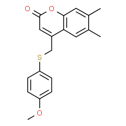 ChemSpider 2D Image | 4-{[(4-Methoxyphenyl)sulfanyl]methyl}-6,7-dimethyl-2H-chromen-2-one | C19H18O3S