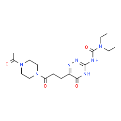 ChemSpider 2D Image | 3-{6-[3-(4-Acetyl-1-piperazinyl)-3-oxopropyl]-5-oxo-4,5-dihydro-1,2,4-triazin-3-yl}-1,1-diethylurea | C17H27N7O4