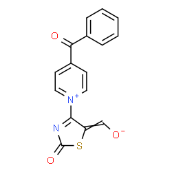 ChemSpider 2D Image | 4-(4-Benzoylpyridinium-1-yl)-5-formyl-2-oxo-1,3-thiazol-3-ide | C16H10N2O3S