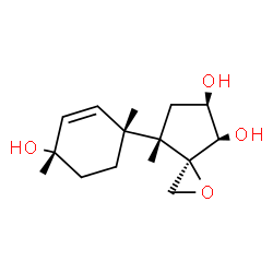 ChemSpider 2D Image | (3R,4R,5R,7S)-7-[(1R,4S)-4-Hydroxy-1,4-dimethyl-2-cyclohexen-1-yl]-7-methyl-1-oxaspiro[2.4]heptane-4,5-diol | C15H24O4