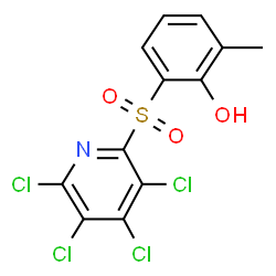 ChemSpider 2D Image | 2-Methyl-6-[(3,4,5,6-tetrachloro-2-pyridinyl)sulfonyl]phenol | C12H7Cl4NO3S