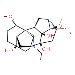 ChemSpider 2D Image | (1alpha,5alpha,14alpha,17S)-20-Ethyl-1,14,16-trimethoxyaconitane-4,8,9-triol | C23H37NO6