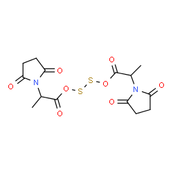 ChemSpider 2D Image | 1,1'-{Disulfanediylbis[oxy(1-oxo-1,2-propanediyl)]}di(2,5-pyrrolidinedione) | C14H16N2O8S2