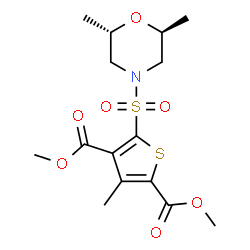 ChemSpider 2D Image | Dimethyl 5-{[(2S,6S)-2,6-dimethyl-4-morpholinyl]sulfonyl}-3-methyl-2,4-thiophenedicarboxylate | C15H21NO7S2