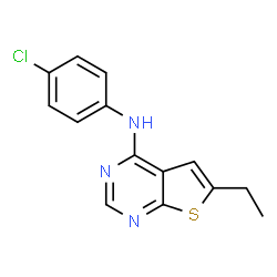 ChemSpider 2D Image | N-(4-Chlorophenyl)-6-ethylthieno[2,3-d]pyrimidin-4-amine | C14H12ClN3S