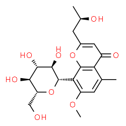 ChemSpider 2D Image | (1S)-1,5-Anhydro-1-{2-[(2R)-2-hydroxypropyl]-7-methoxy-5-methyl-4-oxo-4H-chromen-8-yl}-D-glucitol | C20H26O9