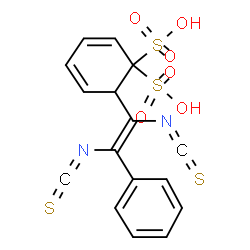 ChemSpider 2D Image | 6-[(E)-1,2-Diisothiocyanato-2-phenylvinyl]-2,4-cyclohexadiene-1,1-disulfonic acid | C16H12N2O6S4