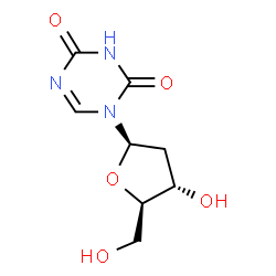 ChemSpider 2D Image | 1-(2-Deoxy-beta-D-erythro-pentofuranosyl)-1,3,5-triazine-2,4(1H,3H)-dione | C8H11N3O5