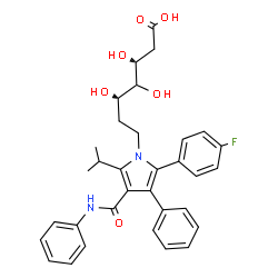 ChemSpider 2D Image | (3R,5S)-7-[2-(4-Fluorophenyl)-5-isopropyl-3-phenyl-4-(phenylcarbamoyl)-1H-pyrrol-1-yl]-3,4,5-trihydroxyheptanoic acid | C33H35FN2O6