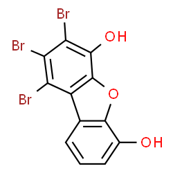 ChemSpider 2D Image | 1,2,3-Tribromodibenzo[b,d]furan-4,6-diol | C12H5Br3O3