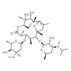 ChemSpider 2D Image | (2S,3R,4S,5R,8S,9R,10S,11R,12R)-5-Ethyl-3,4-dihydroxy-11-({(2S,3R,4S,6R)-3-hydroxy-4-[isopropyl(methyl)amino]-6-methyltetrahydro-2H-pyran-2-yl}oxy)-9-{[(2R,4R,5S,6S)-5-hydroxy-4-methoxy-4,6-dimethylte
trahydro-2H-pyran-2-yl]oxy}-2,4,8,10,12,14-hexamethyl-6,15-dioxabicyclo[10.2.1]pentadec-1(14)-en-7-one (non-preferred name) | C39H69NO12