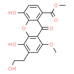 ChemSpider 2D Image | Methyl 4,5-dihydroxy-6-(2-hydroxyethyl)-8-methoxy-9-oxo-9H-xanthene-1-carboxylate | C18H16O8