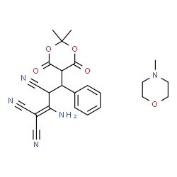 ChemSpider 2D Image | 2-Amino-4-(2,2-dimethyl-4,6-dioxo-1,3-dioxan-5-yl)-4-phenyl-1-butene-1,1,3-tricarbonitrile - 4-methylmorpholine (1:1) | C24H27N5O5