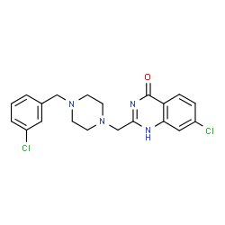 ChemSpider 2D Image | 7-Chloro-2-{[4-(3-chlorobenzyl)-1-piperazinyl]methyl}-4(1H)-quinazolinone | C20H20Cl2N4O