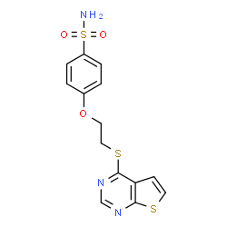 ChemSpider 2D Image | 4-[2-(Thieno[2,3-d]pyrimidin-4-ylsulfanyl)ethoxy]benzenesulfonamide | C14H13N3O3S3