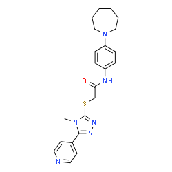 ChemSpider 2D Image | N-[4-(1-Azepanyl)phenyl]-2-{[4-methyl-5-(4-pyridinyl)-4H-1,2,4-triazol-3-yl]sulfanyl}acetamide | C22H26N6OS