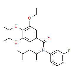 ChemSpider 2D Image | 3,4,5-Triethoxy-N-(3-fluorophenyl)-N-(4-methyl-2-pentanyl)benzamide | C25H34FNO4