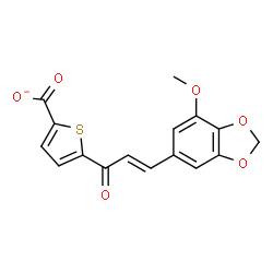 ChemSpider 2D Image | 5-[(2E)-3-(7-Methoxy-1,3-benzodioxol-5-yl)-2-propenoyl]-2-thiophenecarboxylate | C16H11O6S