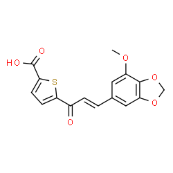 ChemSpider 2D Image | 5-[(2E)-3-(7-Methoxy-1,3-benzodioxol-5-yl)-2-propenoyl]-2-thiophenecarboxylic acid | C16H12O6S