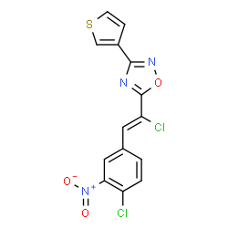 ChemSpider 2D Image | 5-[(Z)-1-Chloro-2-(4-chloro-3-nitrophenyl)vinyl]-3-(3-thienyl)-1,2,4-oxadiazole | C14H7Cl2N3O3S