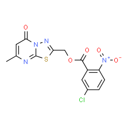 ChemSpider 2D Image | (7-Methyl-5-oxo-5H-[1,3,4]thiadiazolo[3,2-a]pyrimidin-2-yl)methyl 5-chloro-2-nitrobenzoate | C14H9ClN4O5S