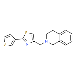 ChemSpider 2D Image | 2-{[2-(3-Thienyl)-1,3-thiazol-4-yl]methyl}-1,2,3,4-tetrahydroisoquinoline | C17H16N2S2