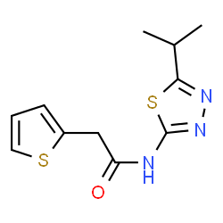 ChemSpider 2D Image | N-(5-Isopropyl-1,3,4-thiadiazol-2-yl)-2-(2-thienyl)acetamide | C11H13N3OS2