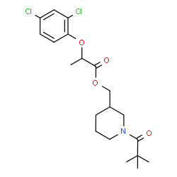 ChemSpider 2D Image | [1-(2,2-Dimethylpropanoyl)-3-piperidinyl]methyl 2-(2,4-dichlorophenoxy)propanoate | C20H27Cl2NO4