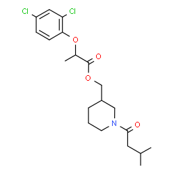 ChemSpider 2D Image | [1-(3-Methylbutanoyl)-3-piperidinyl]methyl 2-(2,4-dichlorophenoxy)propanoate | C20H27Cl2NO4