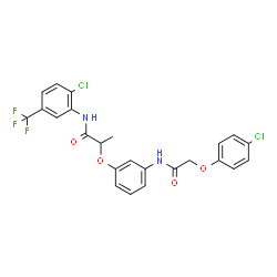 ChemSpider 2D Image | 2-(3-{[(4-Chlorophenoxy)acetyl]amino}phenoxy)-N-[2-chloro-5-(trifluoromethyl)phenyl]propanamide | C24H19Cl2F3N2O4