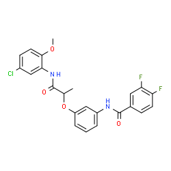 ChemSpider 2D Image | N-[3-({1-[(5-Chloro-2-methoxyphenyl)amino]-1-oxo-2-propanyl}oxy)phenyl]-3,4-difluorobenzamide | C23H19ClF2N2O4