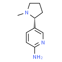 ChemSpider 2D Image | 5-[(2R)-1-Methyl-2-pyrrolidinyl]-2-pyridinamine | C10H15N3