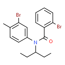 ChemSpider 2D Image | 2-Bromo-N-(3-bromo-4-methylphenyl)-N-(3-pentanyl)benzamide | C19H21Br2NO