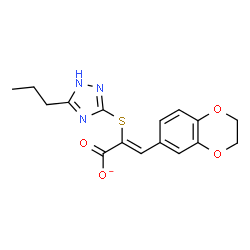 ChemSpider 2D Image | (2Z)-3-(2,3-Dihydro-1,4-benzodioxin-6-yl)-2-[(5-propyl-1H-1,2,4-triazol-3-yl)sulfanyl]acrylate | C16H16N3O4S