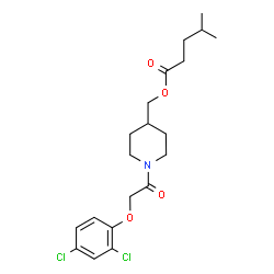 ChemSpider 2D Image | {1-[(2,4-Dichlorophenoxy)acetyl]-4-piperidinyl}methyl 4-methylpentanoate | C20H27Cl2NO4