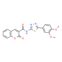 ChemSpider 2D Image | N-[5-(3,4-Dimethoxyphenyl)-1,3,4-thiadiazol-2-yl]-2-oxo-2H-chromene-3-carboxamide | C20H15N3O5S