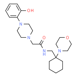 ChemSpider 2D Image | 2-[4-(2-Hydroxyphenyl)-1-piperazinyl]-N-{[1-(4-morpholinyl)cyclohexyl]methyl}acetamide | C23H36N4O3