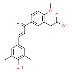 ChemSpider 2D Image | {5-[(2E)-3-(4-Hydroxy-3,5-dimethylphenyl)-2-propenoyl]-2-methoxyphenyl}acetate | C20H19O5