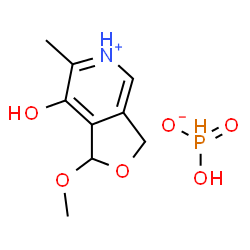 ChemSpider 2D Image | 7-Hydroxy-1-methoxy-6-methyl-1,3-dihydrofuro[3,4-c]pyridin-5-ium hydrogen phosphonate | C9H14NO6P