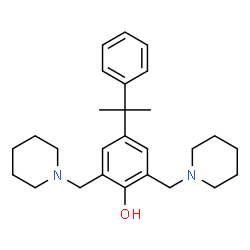 ChemSpider 2D Image | 4-(2-Phenyl-2-propanyl)-2,6-bis(1-piperidinylmethyl)phenol | C27H38N2O