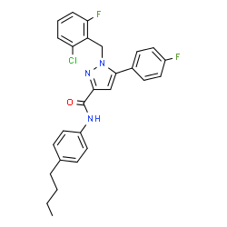 ChemSpider 2D Image | N-(4-Butylphenyl)-1-(2-chloro-6-fluorobenzyl)-5-(4-fluorophenyl)-1H-pyrazole-3-carboxamide | C27H24ClF2N3O