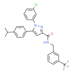 ChemSpider 2D Image | 1-(3-Chlorophenyl)-5-(4-isopropylphenyl)-N-[3-(trifluoromethyl)benzyl]-1H-pyrazole-3-carboxamide | C27H23ClF3N3O